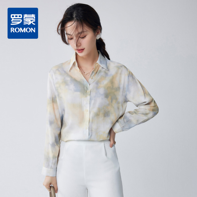 9997606.罗蒙春秋女装长袖衬衫女士时尚休闲百搭潮流印花衬衣