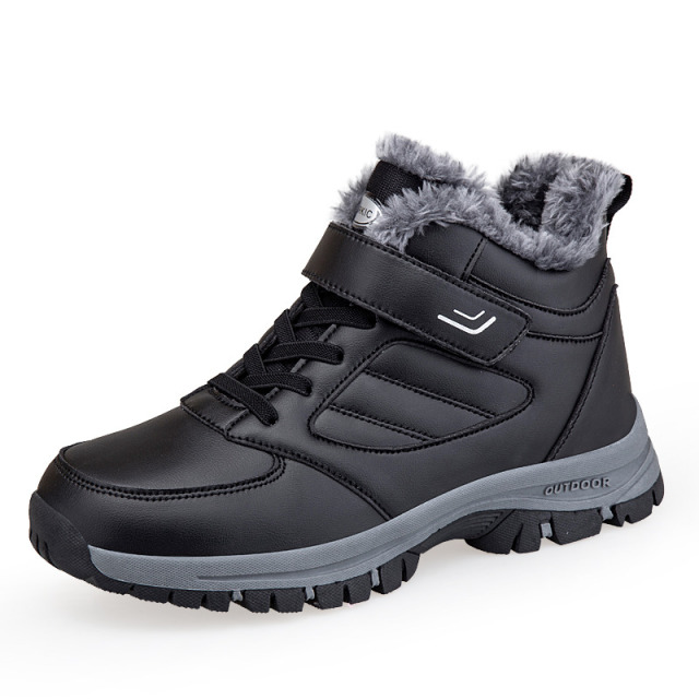 9995881.FANDEI冬季新款皮面健步鞋加绒老人鞋爸妈鞋健步
