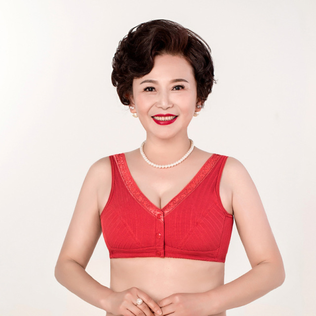 13614263.妈妈内衣中老年纯棉无钢圈文胸老人大码胸罩薄款背心式运动内衣女