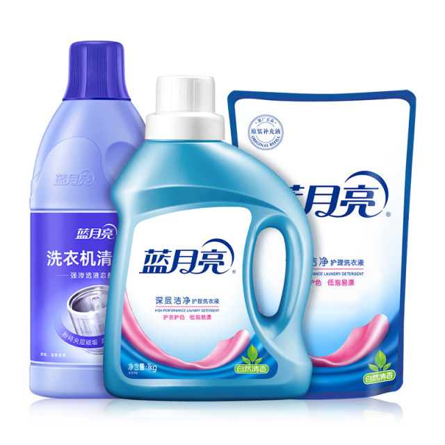 12265855.蓝月亮 深层洁净护理洗衣液（自然清香）洗衣机清洁剂600g+自然香洁净洗衣液1kg+自然香洁净洗衣液袋装500g