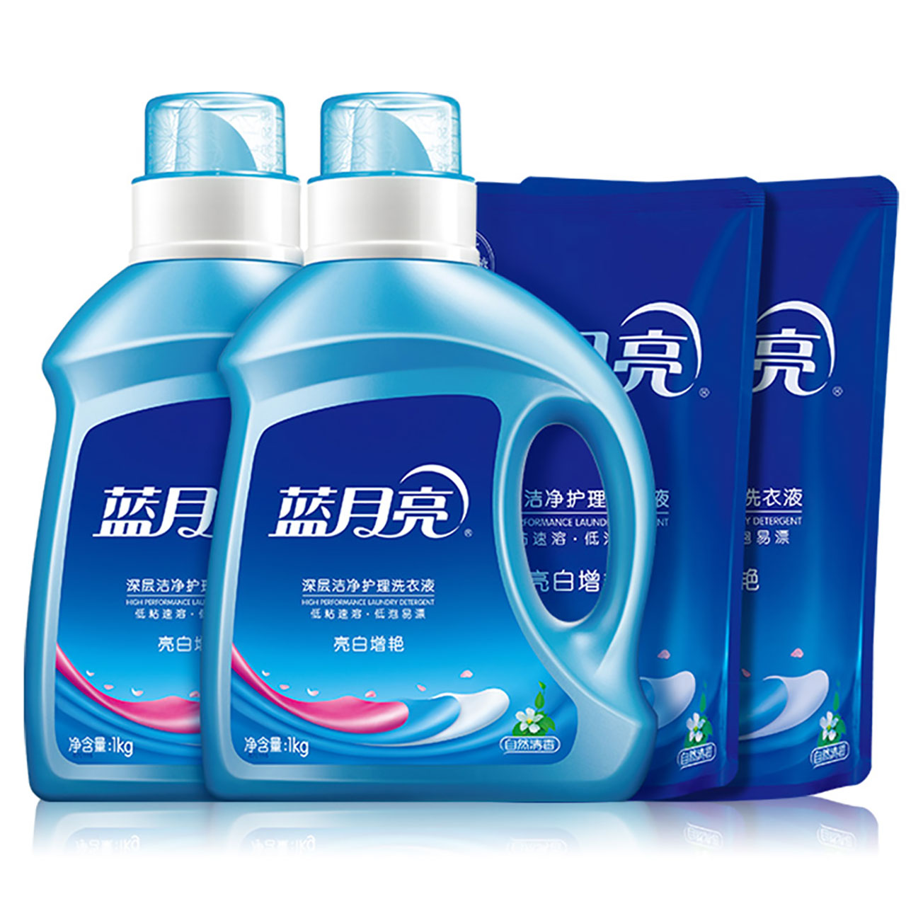 12265856.蓝月亮 亮白增艳洗衣液(自然清香)亮白洗衣组合:自然亮白1kg×2+自然亮白袋500g*2