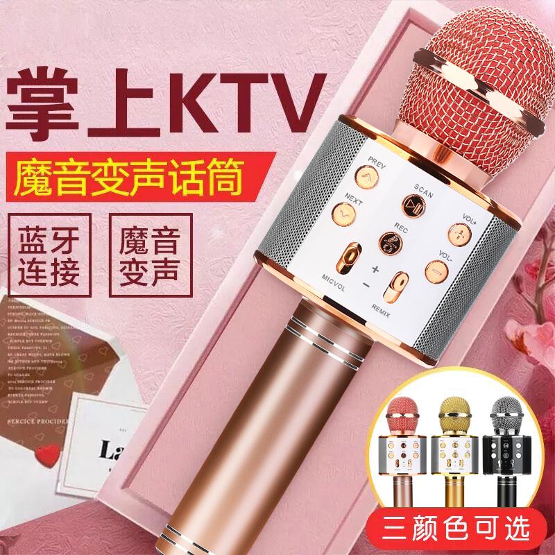 2498296.HNEW全能声卡麦克风话筒一体无线蓝牙自带音响手机全民K歌家用唱歌麦克风