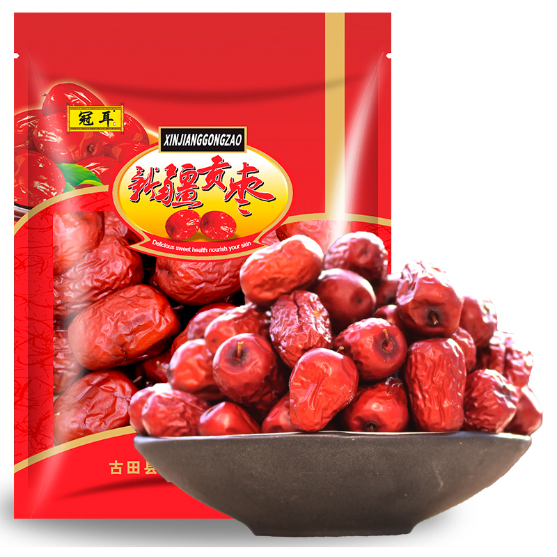 12697979.冠耳 新疆贡枣500g 红枣干货泡茶煮粥零食皮薄甜汤煲汤