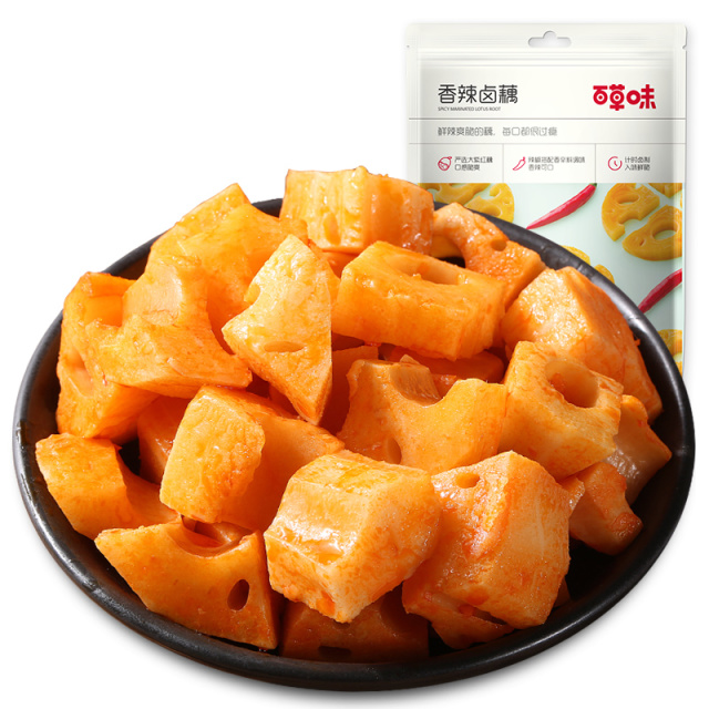 12687005.【99元任选20件】【百草味】香辣卤藕 100g(单拍或取消多件不发货)