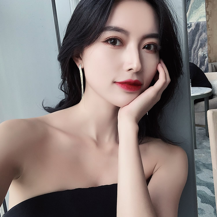 9979064.晶芭莎 冷淡风气质长款流苏耳坠耳钉韩国夸张