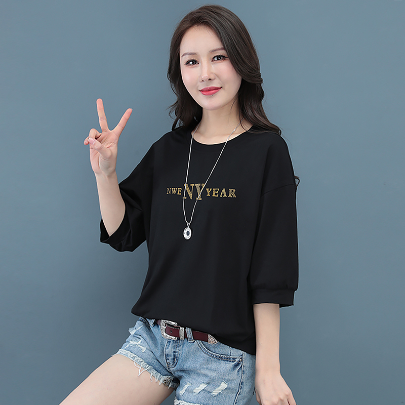 6255109.7-CY夏季新款女式T恤潮流时尚高品质舒适棉质韩版宽松圆领百搭短袖T恤【7-CY女装1】