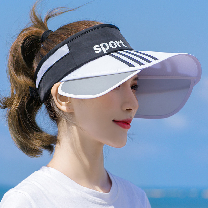 6262005.凯步 帽子女遮阳帽夏遮脸可伸缩潮夏季时尚大沿骑车太阳空顶帽无顶帽大沿