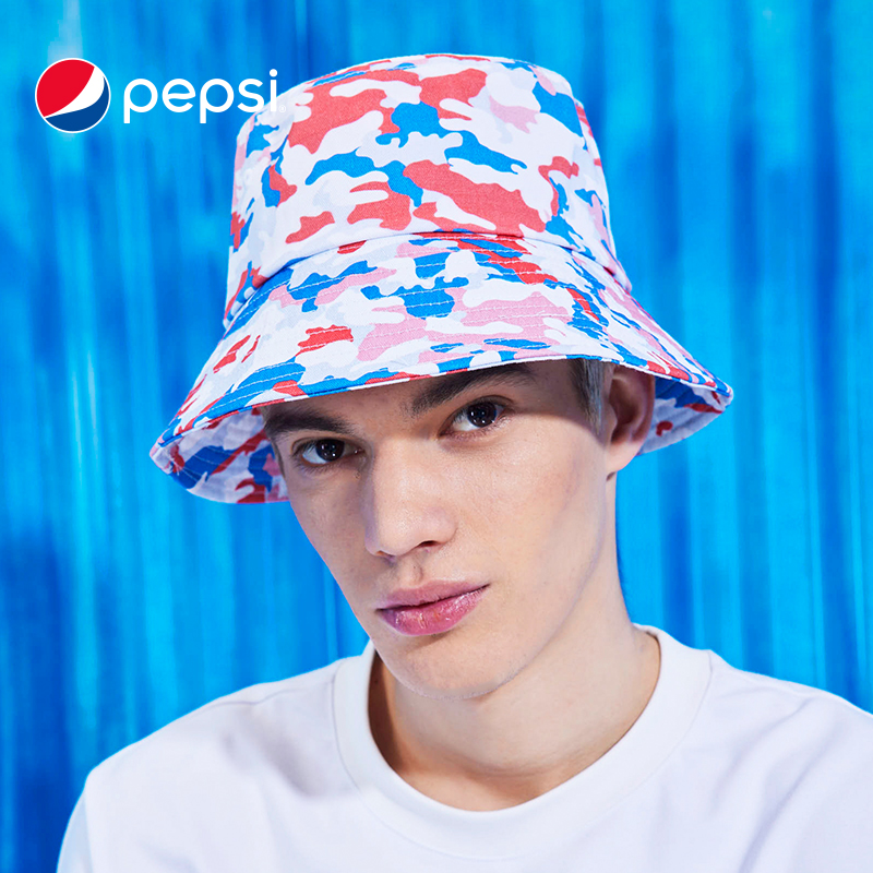 6310135.Pepsi百事 时尚休闲男女潮流舒适防晒遮阳迷彩渔夫帽