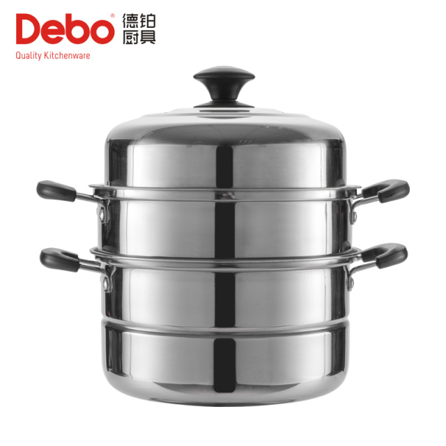 6537623.Debo德铂瑞加娜汤锅不锈钢蒸笼蒸锅二层电磁炉通用锅26cm【新疆、西藏及疫情管控地区不发货】