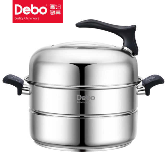 6537961.Debo德铂杰诺蒸锅304不锈钢汤锅蒸笼电磁炉通用28cm