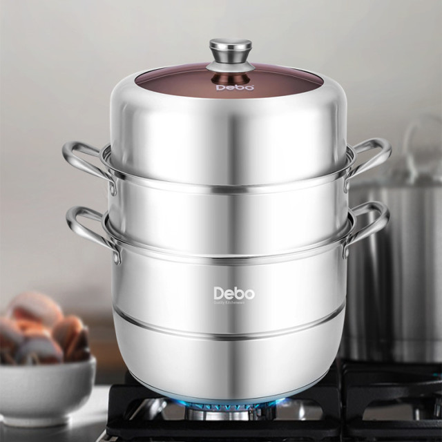 6538155.Debo德铂玛格丽蒸锅不锈钢双层汤蒸多用锅 蒸锅双层32cm