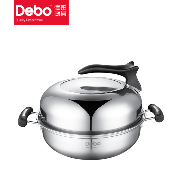 6539160.Debo 德铂比特堡蒸锅汤锅火锅28cm可立式防烫手柄可视化锅盖