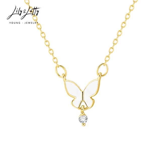 6547813.气质优雅百搭轻奢冷淡风女士项链流苏吊坠蝴蝶贝母项链锁骨链女