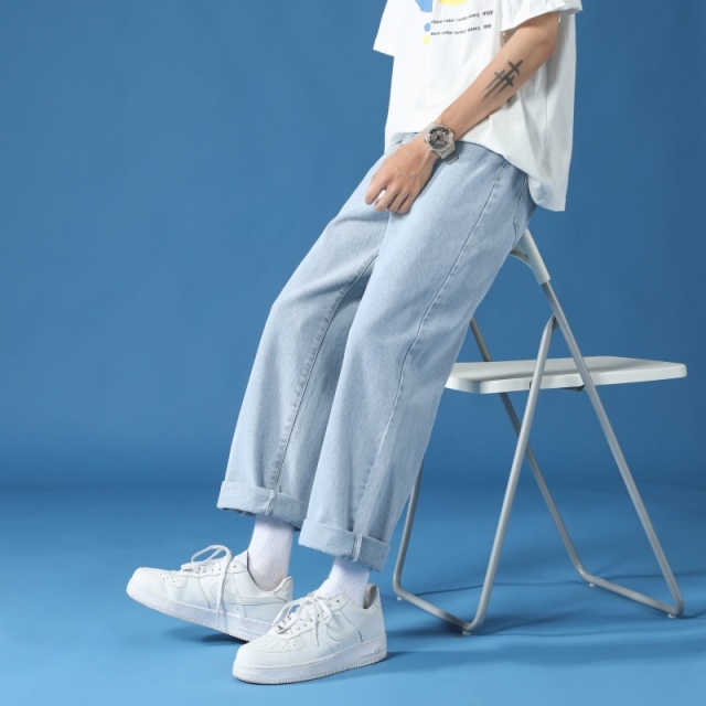 6903615.淘贝鼠潮流时尚单品百搭男宽松直筒牛仔裤【淘贝鼠男装1】