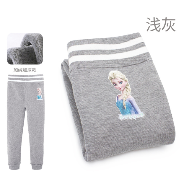 12087611.迪士尼女童打底裤秋冬加绒加厚儿童爱莎公主保暖裤可外穿