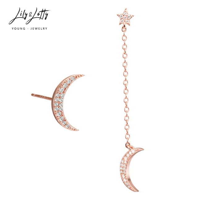 7001417.【星月耳环】S925银欧美时尚月牙耳钉