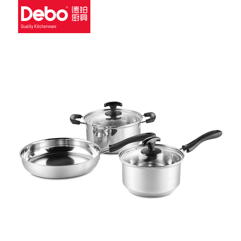 6724147.Debo 德铂 铂洛尼亚不锈钢锅具汤锅套装3件套