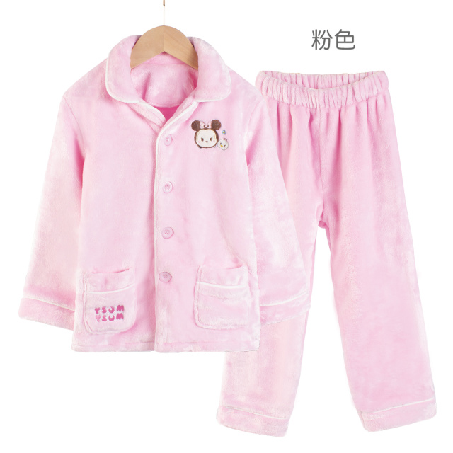 12087697.迪士尼儿童睡衣冬季加绒加厚法兰绒女童珊瑚绒家居服可外穿
