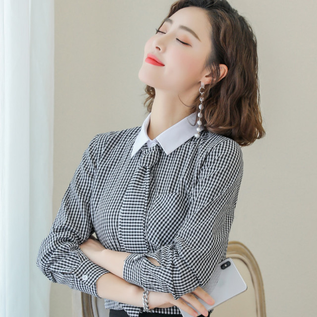 6724221.七玻威时尚简约女式衬衫气质大方优雅纯棉舒适雪纺衫【七玻威女装1】