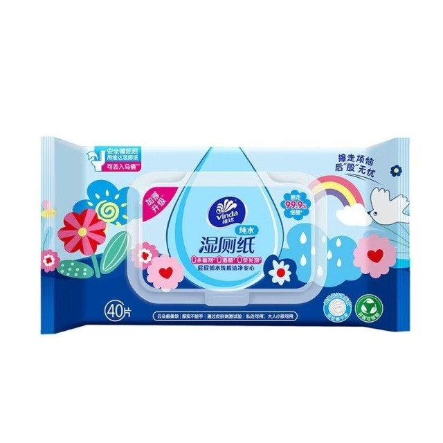13490809.维达多巴胺纯水湿厕纸40片装家庭实惠装洁厕湿巾厕所可冲