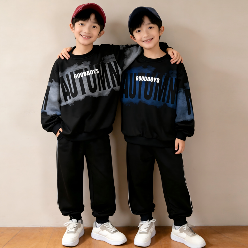 13186207.2026新款男孩春秋款大童运动春季酷帅两件套儿童学生字母卫衣套装