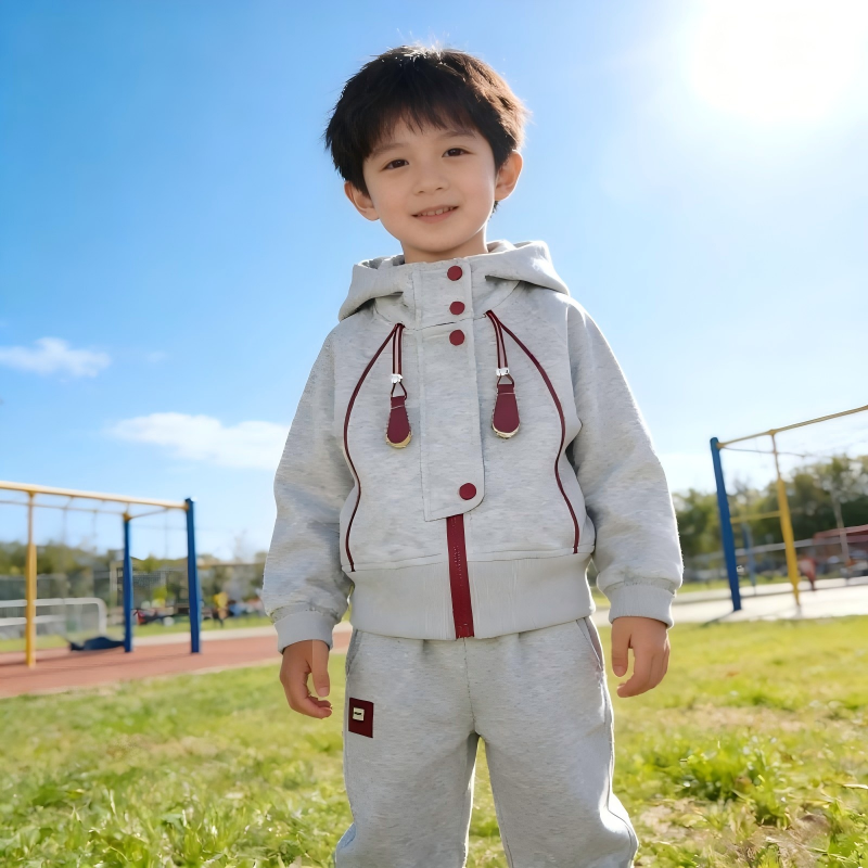 13188826.儿童套装春秋季2026男童新款洋气运动休闲时髦炸街连帽女童两件套