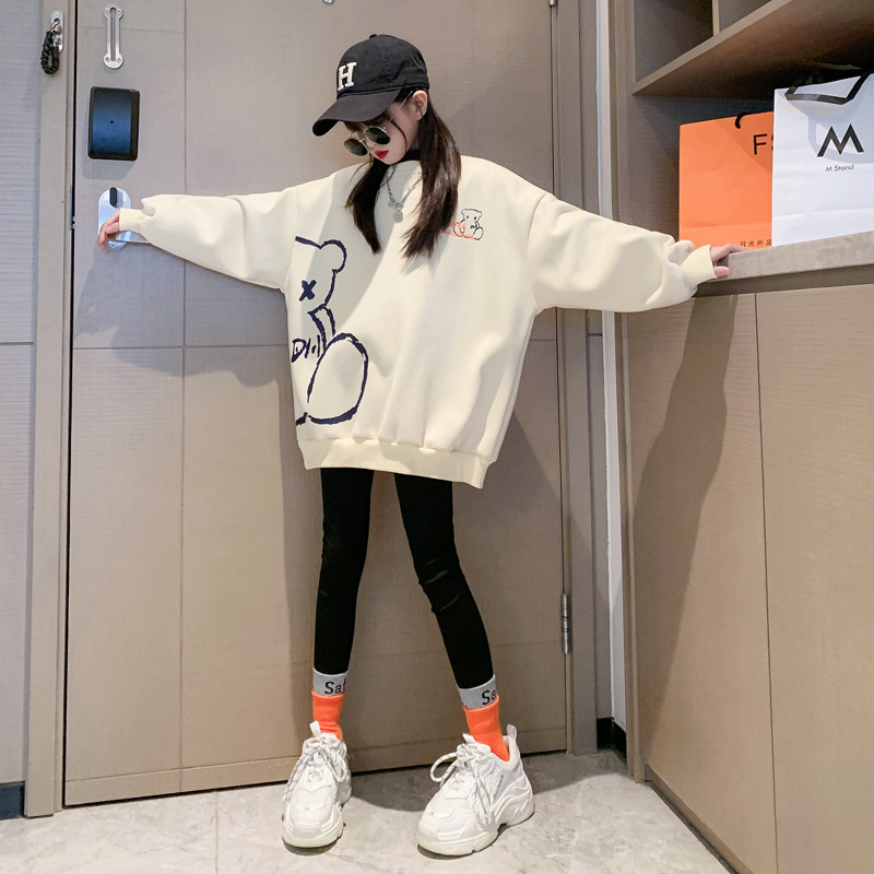 13199601.女童2026新款春秋衣服长款慵懒风外套潮ins上衣女孩春秋卫衣洋气