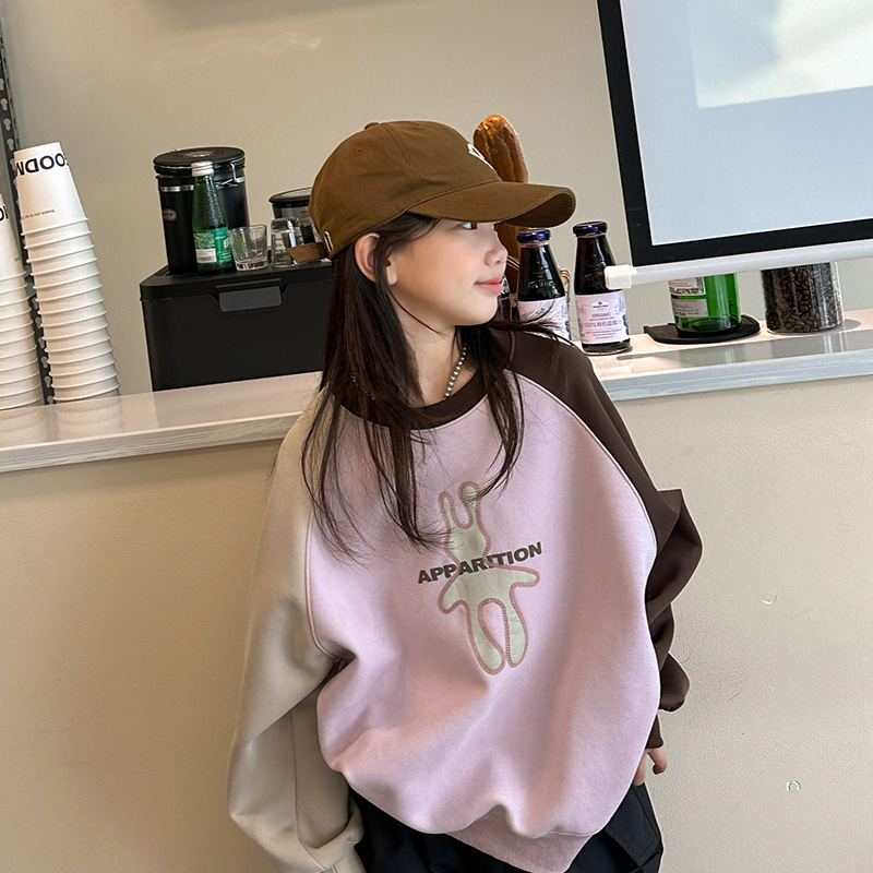 13192588.女童卫衣春秋款2026新款中大童宽松圆领卡通儿童休闲长袖上衣