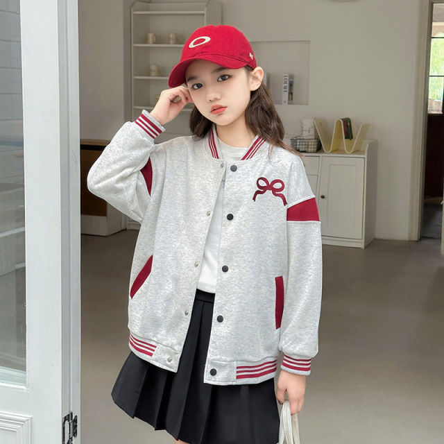 13200271.女童棒球服2026春秋新款中大童时髦洋气百搭圆领夹克上衣儿童秋装