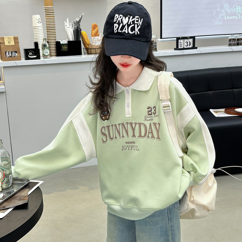 13199956.女童春季休闲卫衣2026新款儿童POLO领时尚长袖小女孩春秋洋气上衣