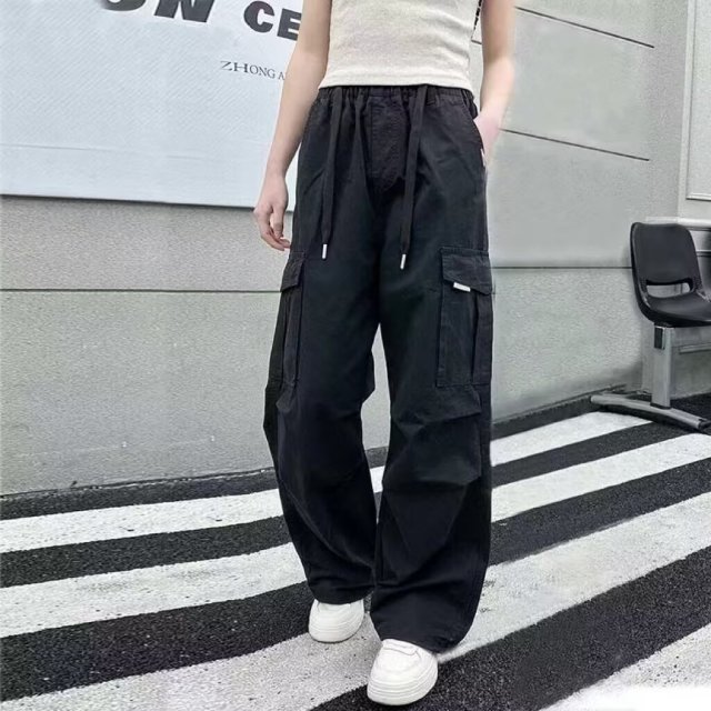 13201816.春秋季新款女童工装阔腿裤 多口袋休闲裤 中大童潮范爆款长裤