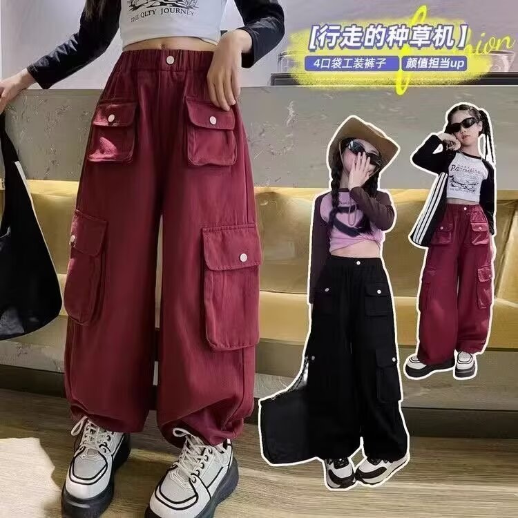 13201994.女童多口袋工装束脚裤春秋款新款中大童爆款潮流休闲长裤