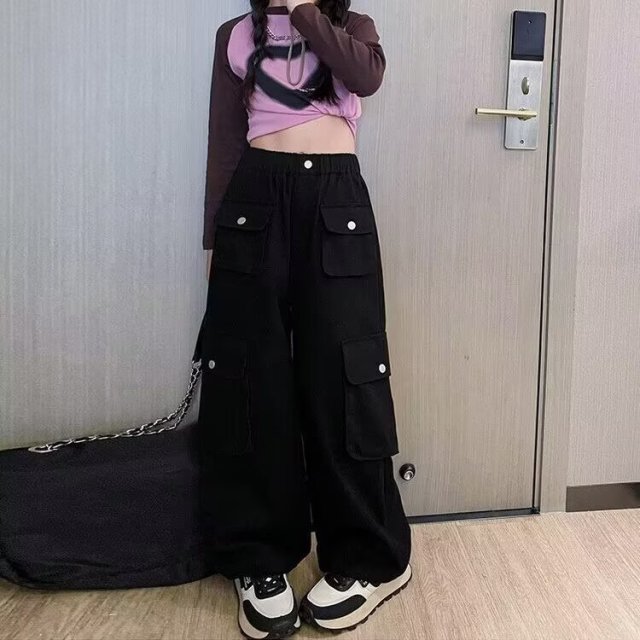 13201994.女童多口袋工装束脚裤春秋款新款中大童爆款潮流休闲长裤