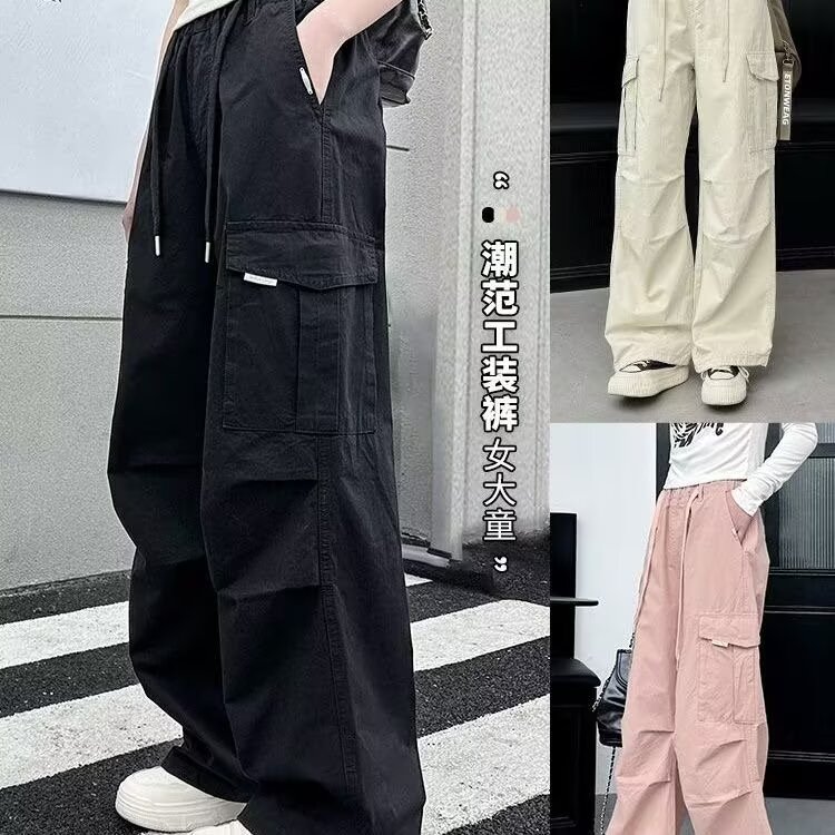 13201816.春秋季新款女童工装阔腿裤 多口袋休闲裤 中大童潮范爆款长裤