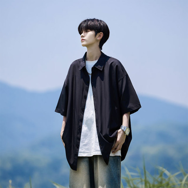 13238686.潮牌松弛感短袖衬衫 男女同款多色可选休闲百搭通勤上衣