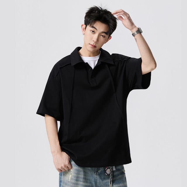13234394.美式松弛感翻领 polo 衫 男士廓形剪裁透气亲肤百搭短袖潮