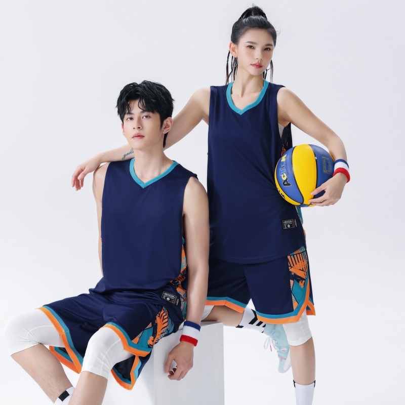 13286271.夏季男女款篮球服套装 透气速干 V 领背心短裤运动训练两件套