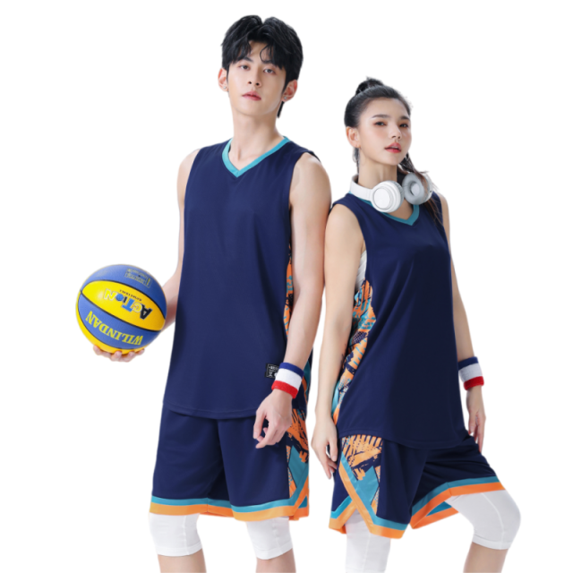 13286271.夏季男女款篮球服套装 透气速干 V 领背心短裤运动训练两件套