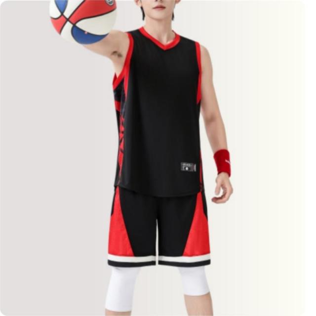 13287124.夏季透气运动套装 网眼面料 男女同款休闲训练篮球服潮流撞色篮球服套装