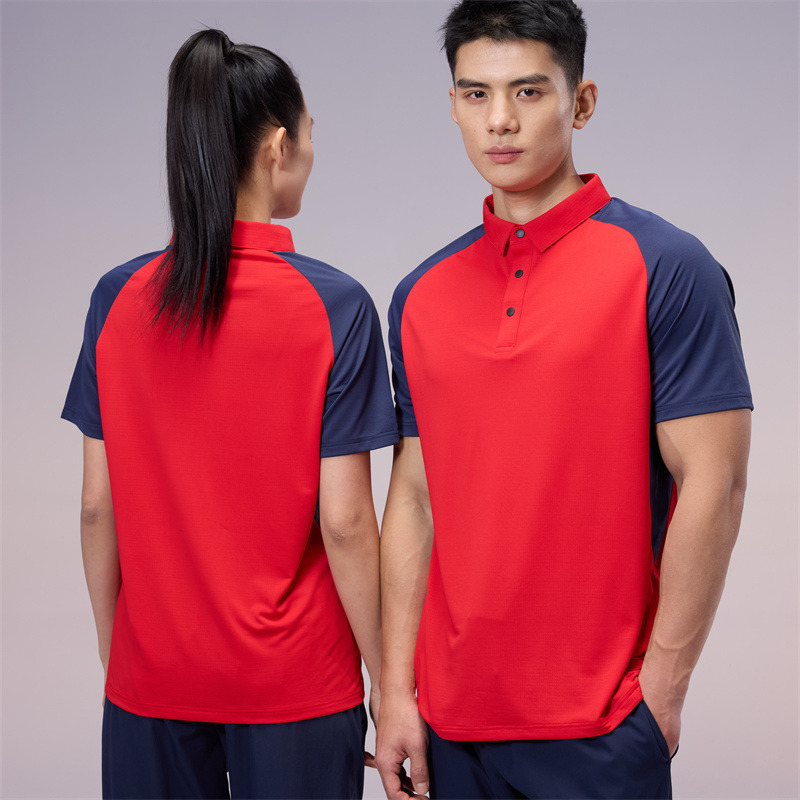 13299737.夏季拼色 POLO 衫 男女款骨鸟提花布 速干透气休闲运动短袖