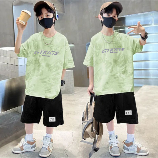 13324317.男童夏装套装新款中大童运动薄款短袖炸街男孩夏季运动套装