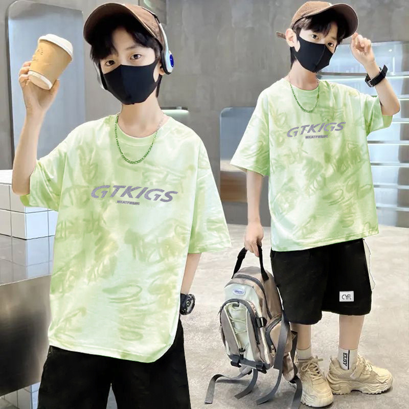 13324317.男童夏装套装新款中大童运动薄款短袖炸街男孩夏季运动套装