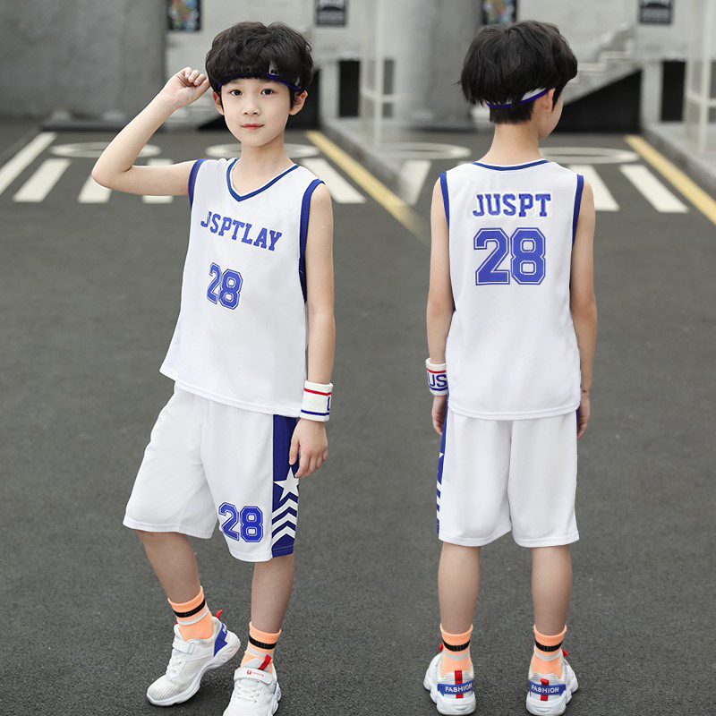 13326452.男童夏季速干篮球服套装 28 号背心 + 短裤儿童运动训练两件套