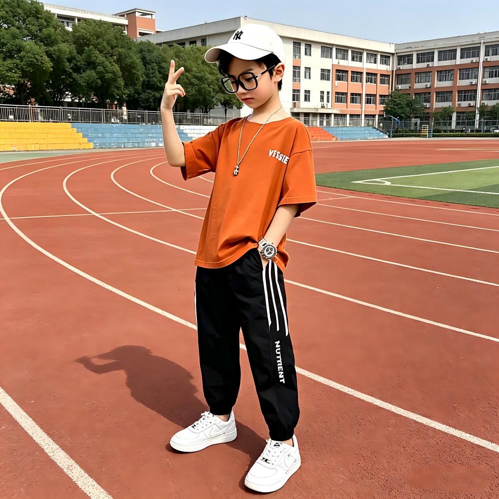 13354118.男童夏季短袖T恤冰丝裤套装 2026 新款儿童中大童两件套