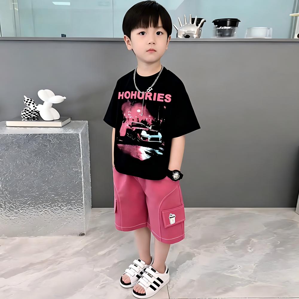 13354470.2026 夏季新款男童潮牌套装儿童短袖短裤中大童两件套