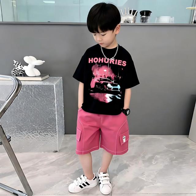 13354470.2026 夏季新款男童潮牌套装儿童短袖短裤中大童两件套