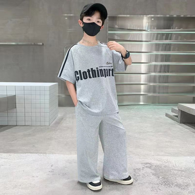 13354900.2026 夏季新款男童潮牌套装儿童短袖阔腿裤中大童两件套