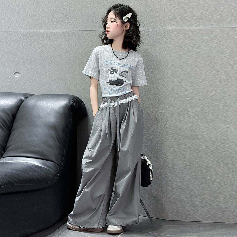 13365640.女大童夏装套装2026新款韩版洋气时髦女孩春秋打底运动裤两件套