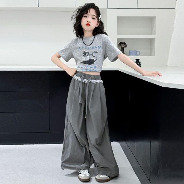 13365640.女大童夏装套装2026新款韩版洋气时髦女孩春秋打底运动裤两件套
