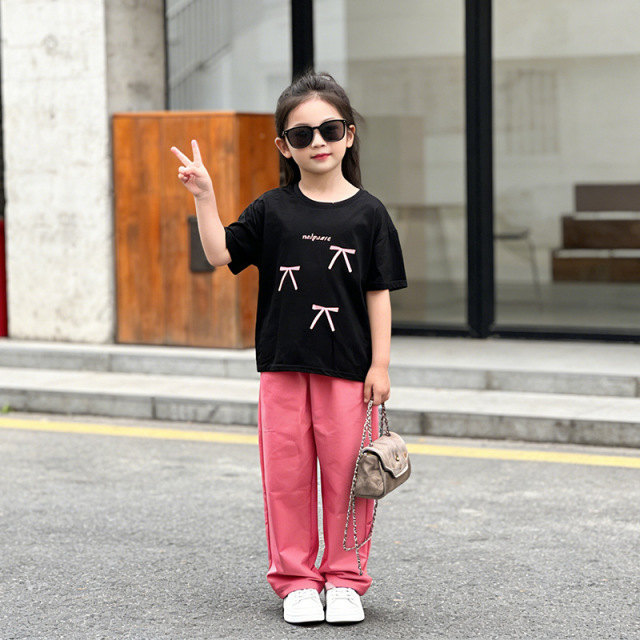 13379218.女童夏季短袖套装2026新款洋气女大童装夏户外T恤儿童薄款阔腿裤